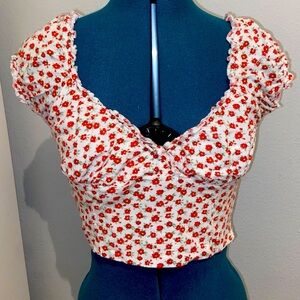 LA hearts white floral top with side zipper